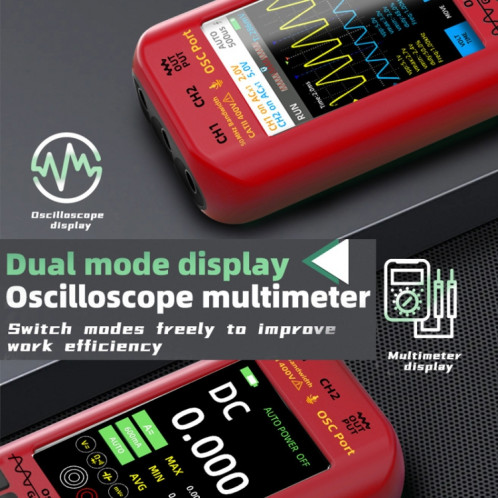 Oscilloscope numérique portatif à double canal BSIDE O9 50 MHz, source de signal multimètre, spécifications : avec sonde d'oscilloscope double (rouge) SB7302517-016